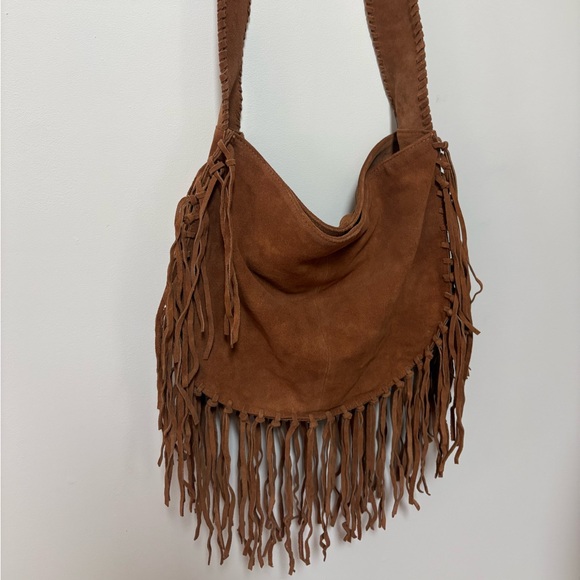 NWOT Urban Outfitters Silence + Noise Suede Fringe Hobo Sling Bag - Picture 16 of 16